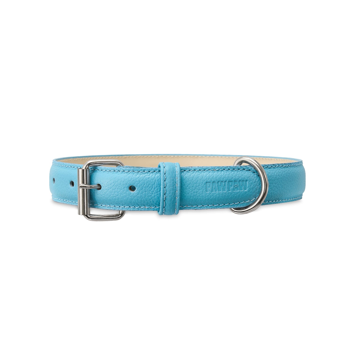 Sky Blue Leather Collar