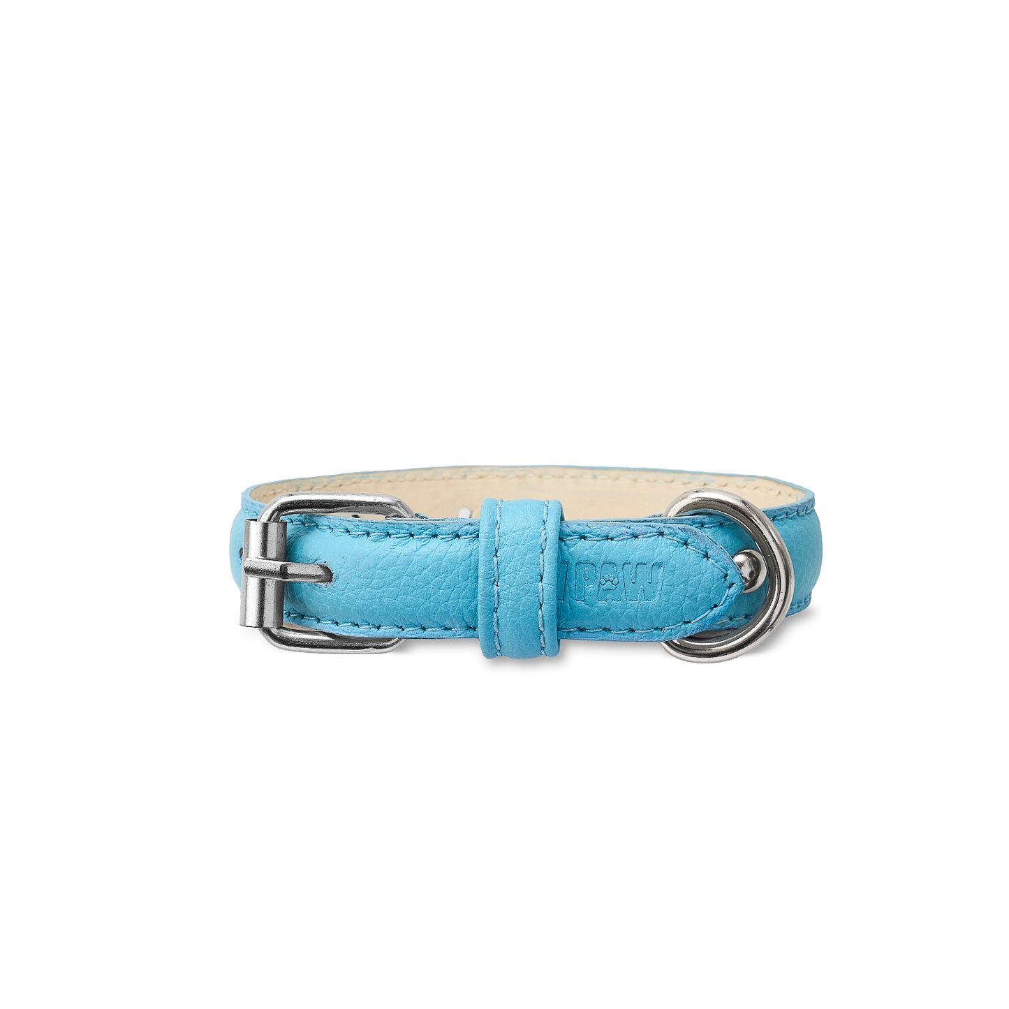 Sky Blue Leather Collar